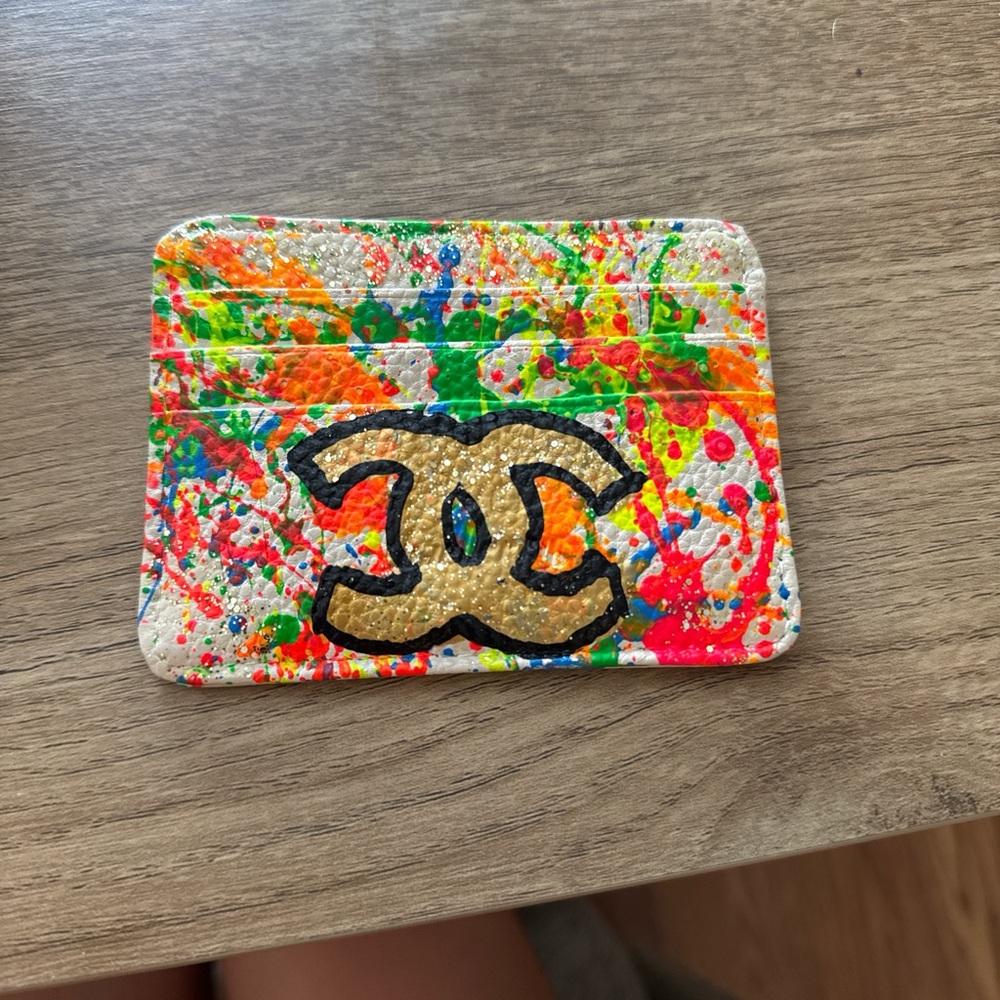 Adorable hand painted CHANEL Multicolor Card Holder!!
